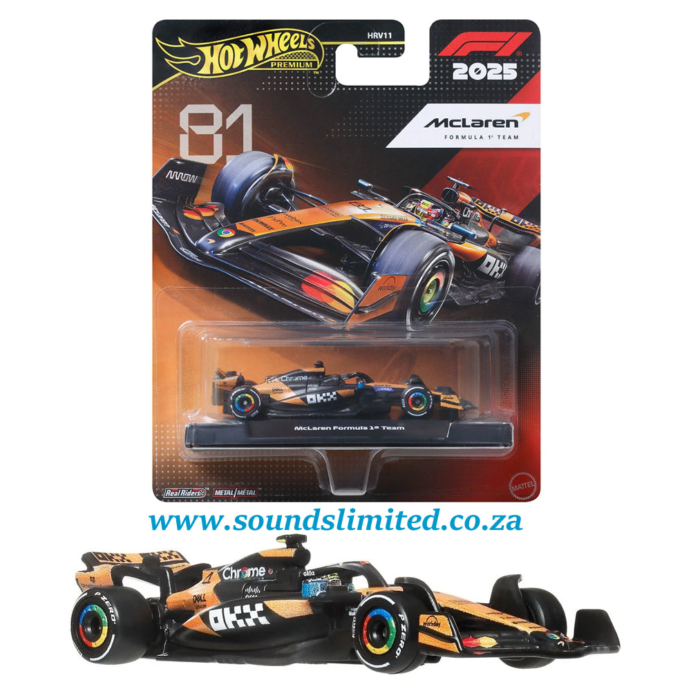 Hot Wheels Set of 2 Premium 2025 McLaren Formula 1 Team #4 and #81 – HRV11-JKD