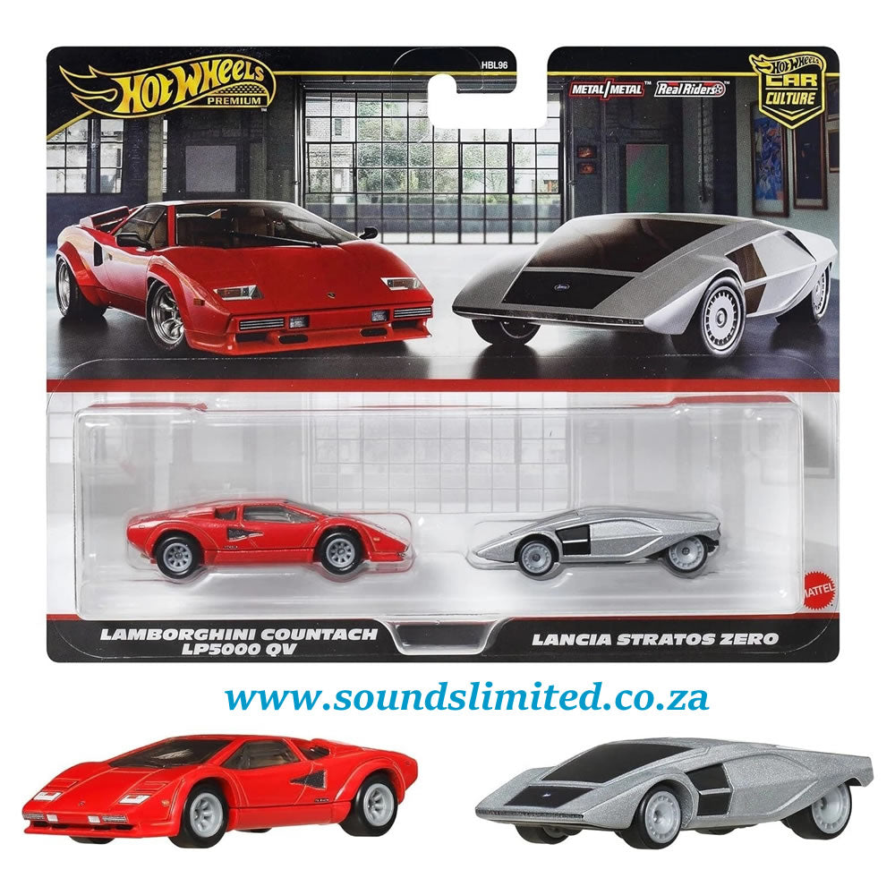 Hot Wheels Car Culture Premium 2 Pack Lamborghini Countach LP5000 QV & Lancia Stratos Zero JBL02
