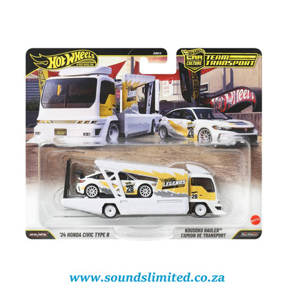 Hot Wheels Car Culture Premium Team Transport Legends Tour '24 Honda Civic Type R and Kousoku Hauler JMN15