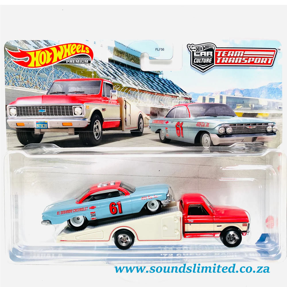 Hot Wheels Premium Car Culture Team Transport #54 '61 Impala & '72 Chevy Ramp Truck - HKF40