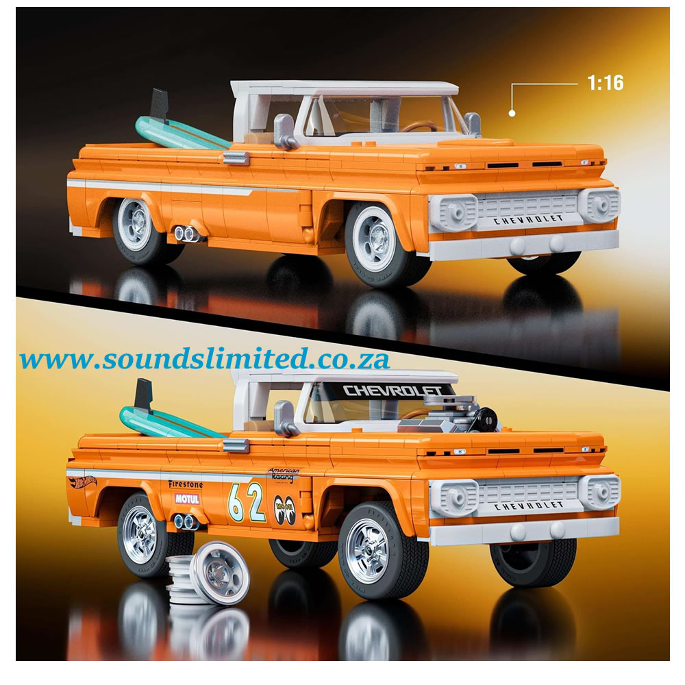 Mattel Brick Shop Hot Wheels Elite Series Building Set, Custom ’62 Chevy Pickup with 858 Pieces JFT20