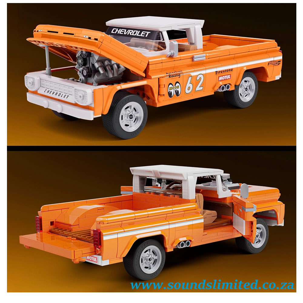 Mattel Brick Shop Hot Wheels Elite Series Building Set, Custom ’62 Chevy Pickup with 858 Pieces JFT20
