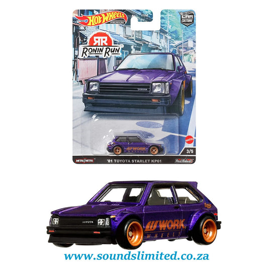 Hot Wheels HCK11 Car Culture Ronin Run '81 Toyota Starlet KP61 Purple 1:64