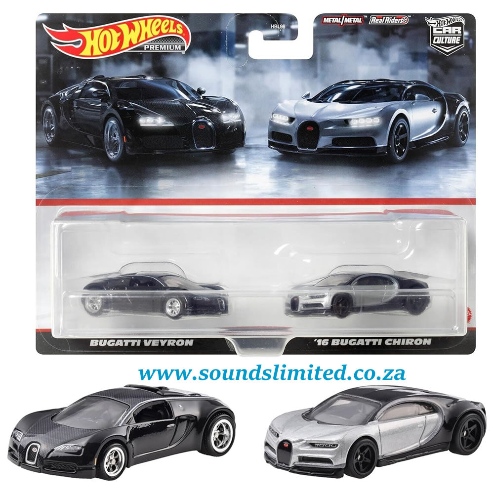 Hot Wheels Premium Car Culture 2-Pack -  Bugatti Veyron And '16 Bugatti Chiron HKF52