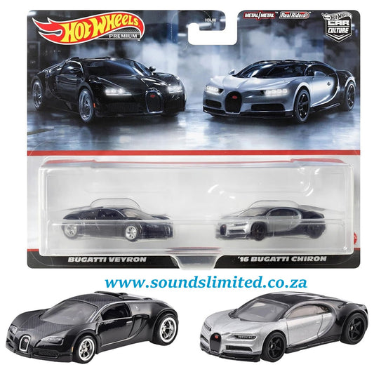 Hot Wheels Premium Car Culture 2-Pack -  Bugatti Veyron And '16 Bugatti Chiron HKF52
