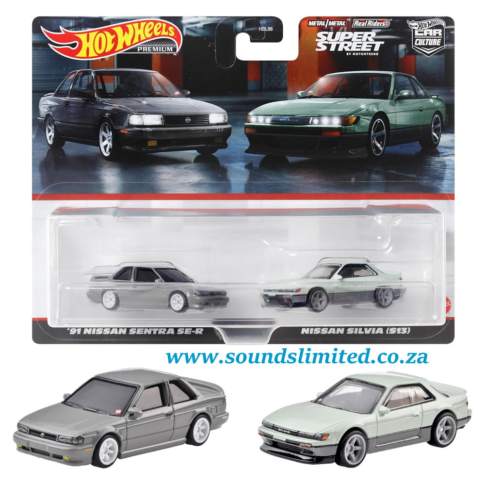 Hot Wheels Premium Car Culture 2-Pack -  '91 Nissan Sentra SE-R & Nissan Silvia (S13) HYF04