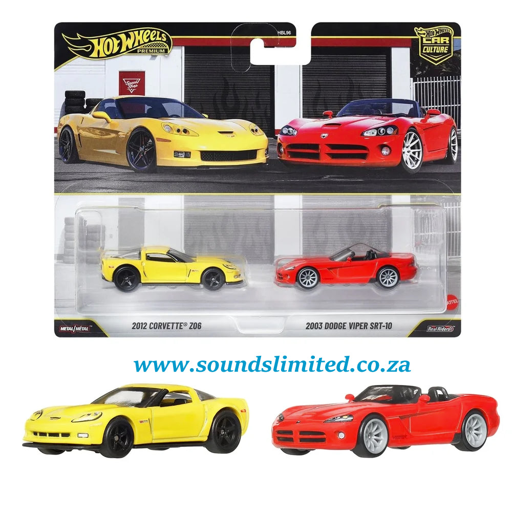 Hot Wheels Premium 2 Pack 2012 Corvette Z06 & 2003 Dodge Viper SRT-10 JHW54