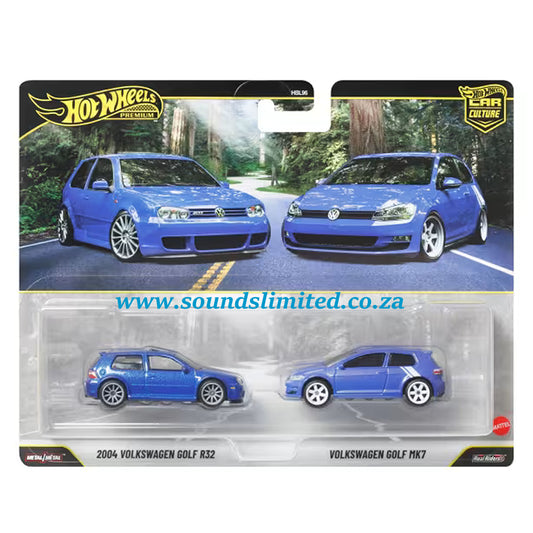 Hot Wheels Premium Car Culture 2-Pack 2004 Volkswagen Golf R32 And 1987 Volkswagen Golf MK7 JHW49