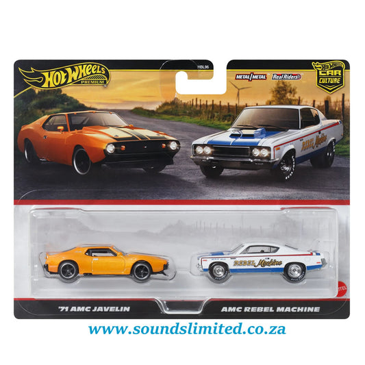 Hot Wheels Premium Car Culture 2-Pack ’71 AMC Javelin – AMC Rebel Machine JBL06