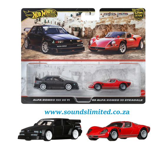 Hot Wheels Premium Car Culture 2-Pack Alfa Romeo 155 V6 TI & '69 Alfa Romeo 33 Stradale JBK95