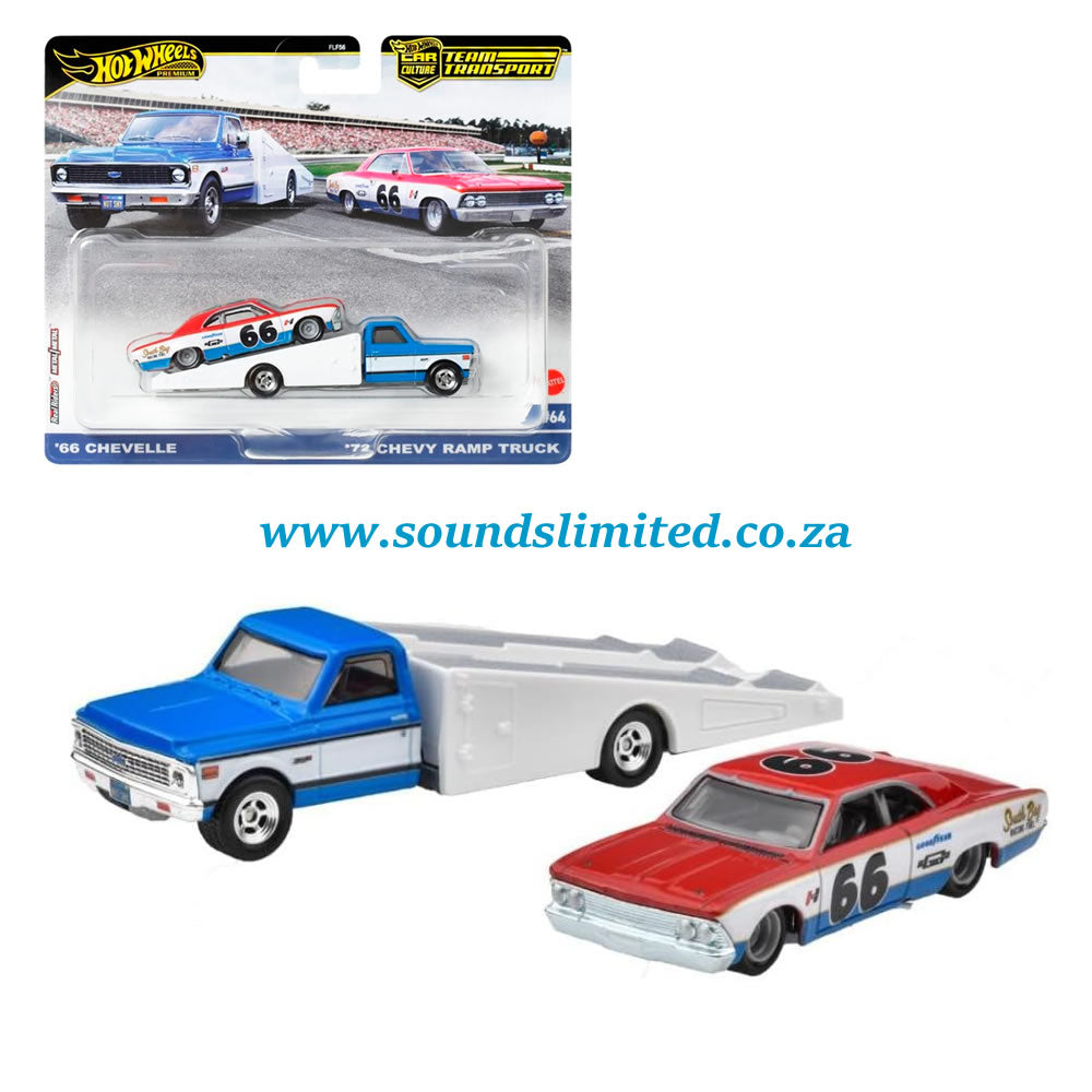 Hot Wheels Premium Car Culture Team Transport #64 - '66 Chevelle and '72 Chevy Ramp Truck - HRV40