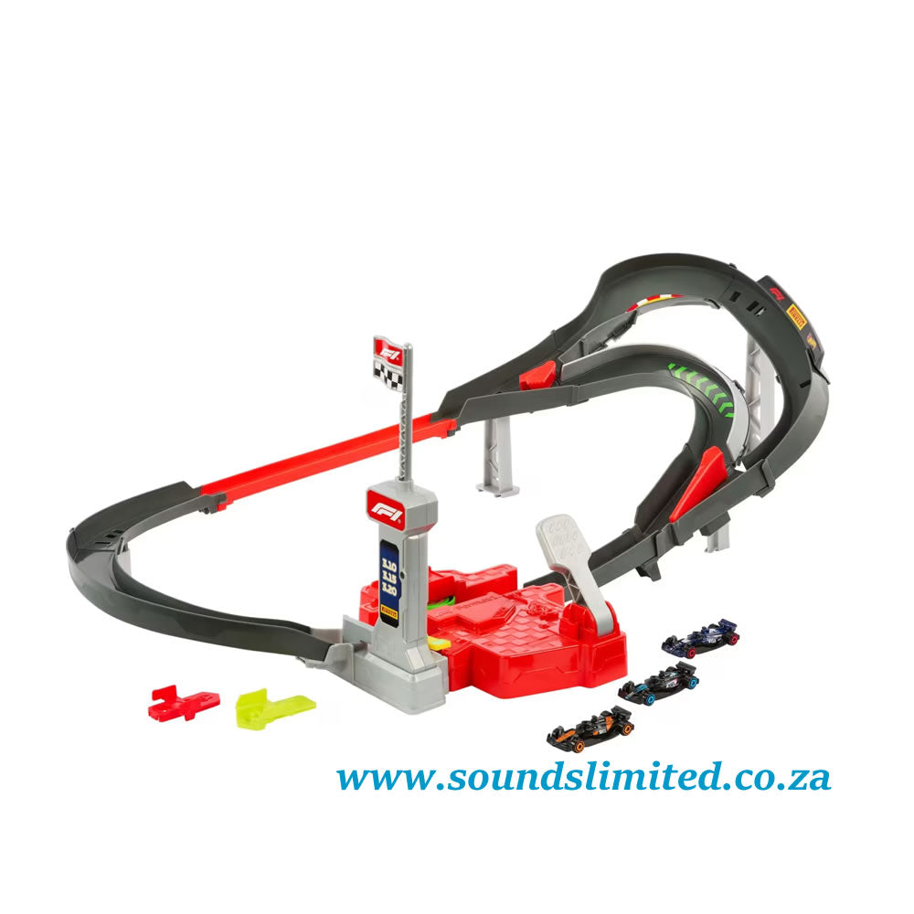 Hot Wheels Racing Formula 1 Sprint Race Circuit Track Set With 3 Die-Cast Cars in 1/64 Scale JDY15