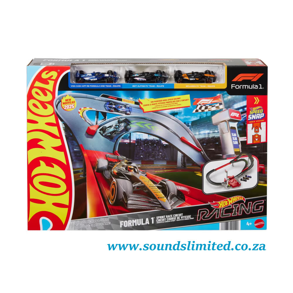 Hot Wheels Racing Formula 1 Sprint Race Circuit Track Set With 3 Die-Cast Cars in 1/64 Scale JDY15