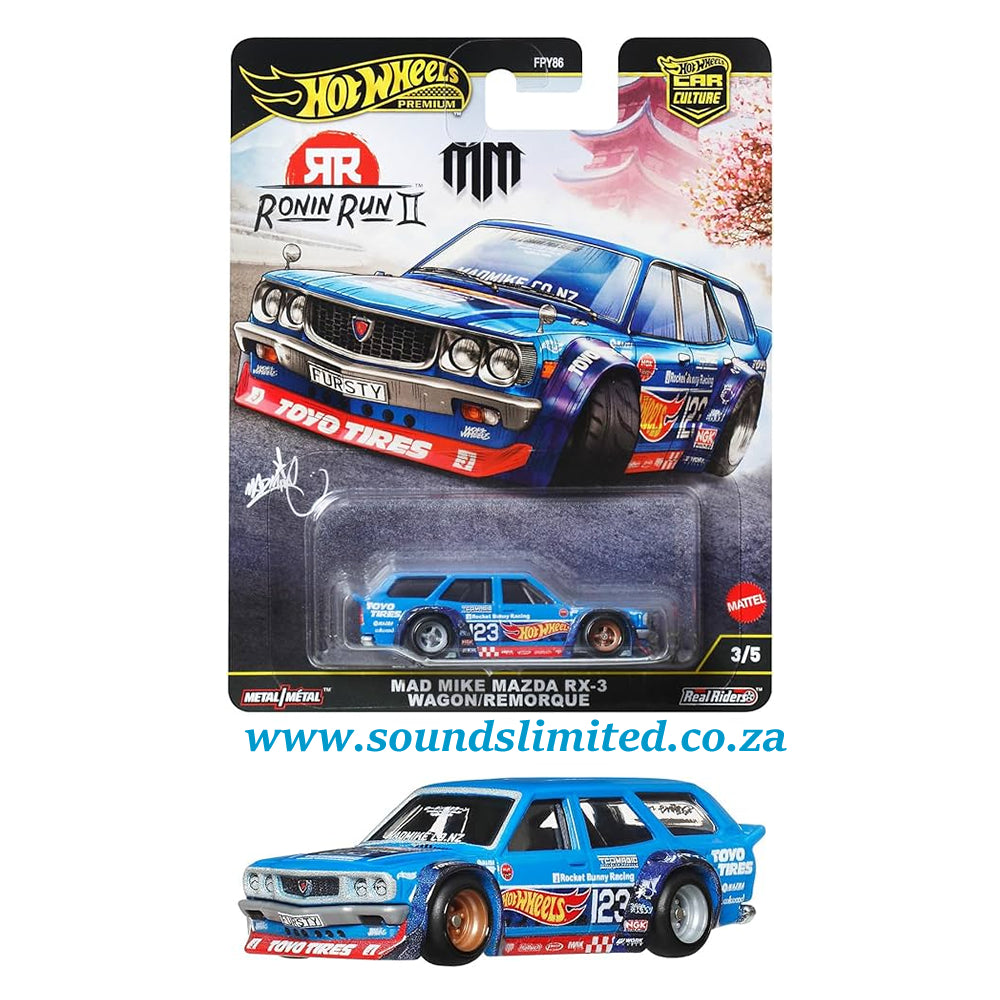 Hot Wheels Ronin Run II Premium Car Culture Mad Mike Mazda RX-3 Wagon / Remorque JBK50