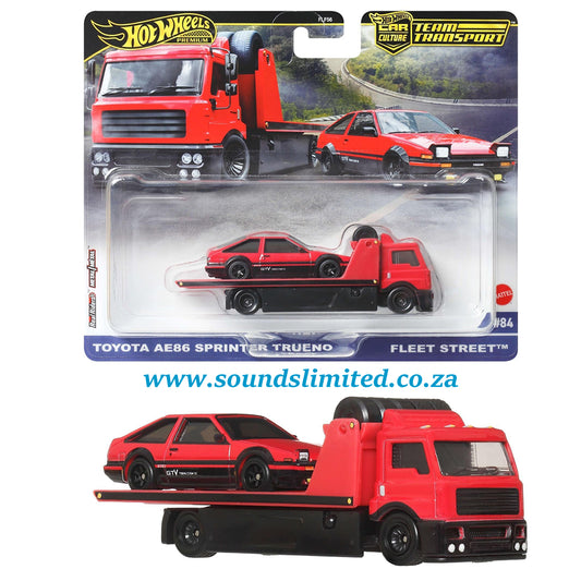 Hot Wheels Team Transport #84 Toyota AE86 Sprinter Trueno & Fleet Street JBM40