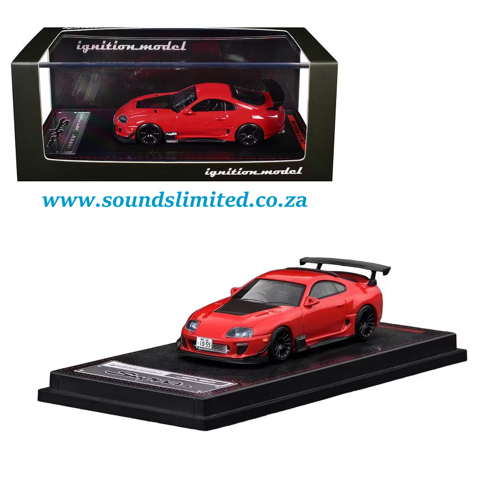 Ignition Model Toyota Supra (JZA80) RZ RHD (Right Hand Drive) Red with Carbon Hood 3882