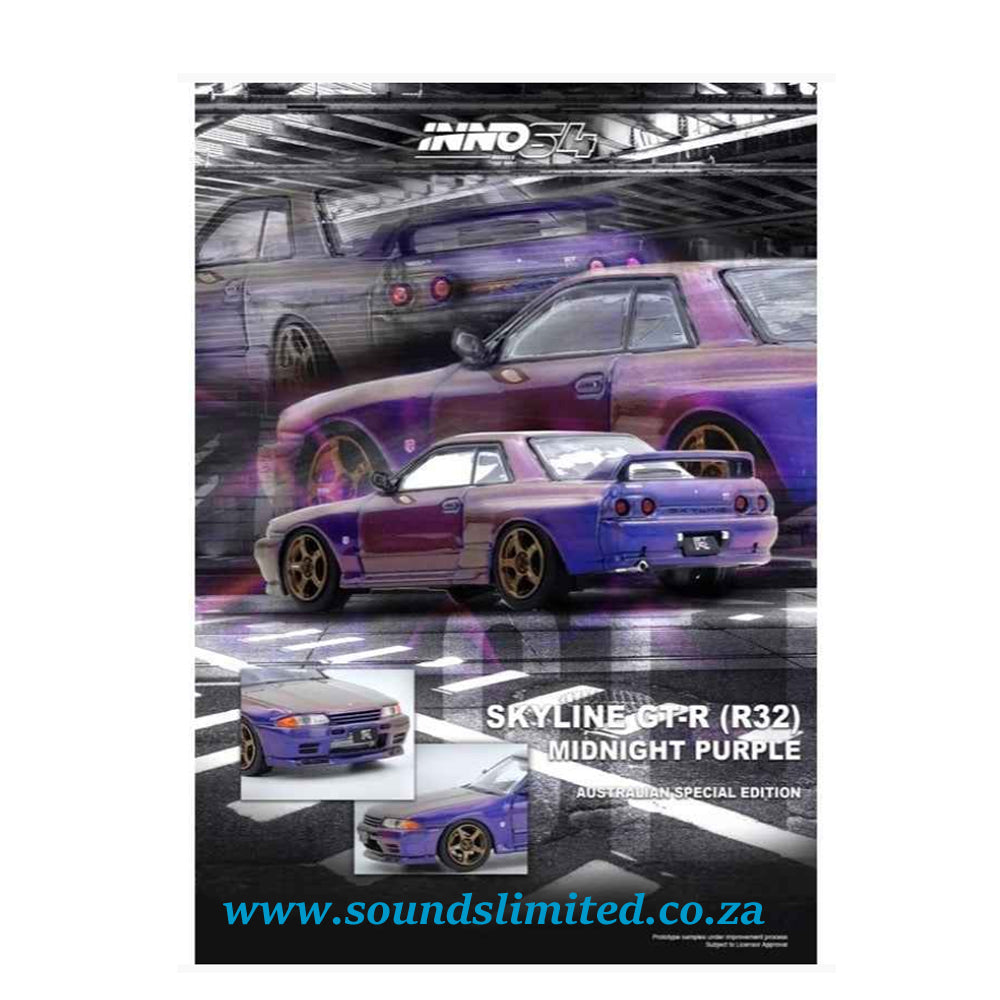 Inno64 Models Nissan Skyline GT-R (R32) RHD Midnight Purple Metallic "Australian Special Edition" IN64-R32-MP-AS