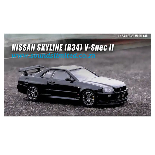 Inno64 Models 1/64 Nissan Skyline GT-R R34 V-Spec II RHD Black - IN64-R34VS-BLA