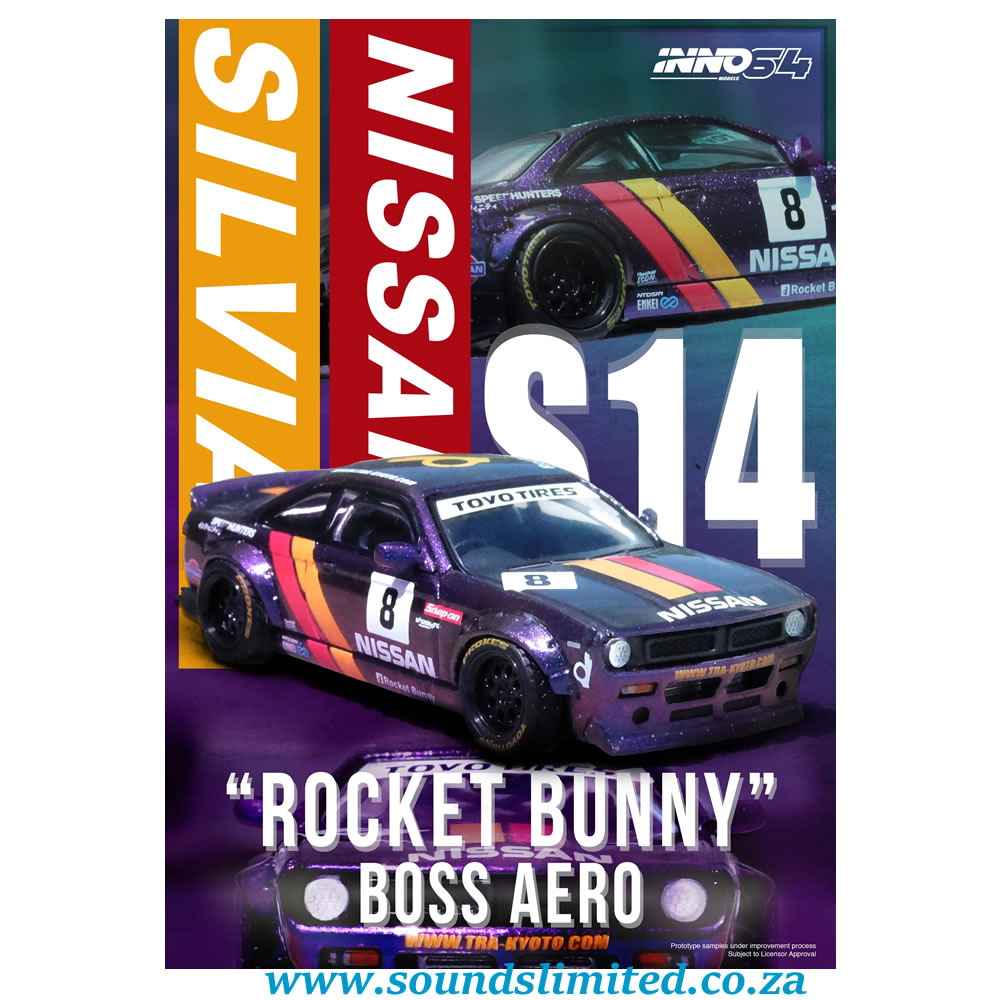 Inno64 Models 1/64 Nissan Silvia (S14) Boss "Rocket Bunny" Purple IN64-S14B-PRP