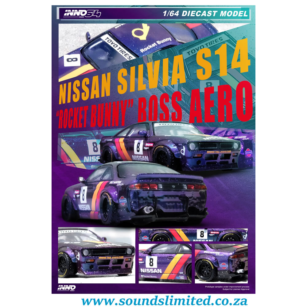 Inno64 Models 1/64 Nissan Silvia (S14) Boss "Rocket Bunny" Purple IN64-S14B-PRP