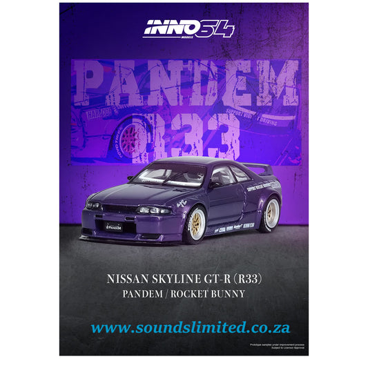 Inno64 1/64 Nissan Skyline GT-R (R33) "PANDEM ROCKET BUNNY" Purple IN64-R33P-PPL