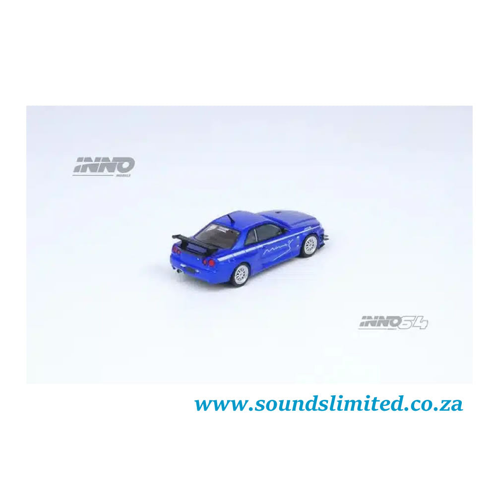 Inno64 Models 1/64 Nissan Skyline GT-R (R34) V-SPEC Tuned by “MINE’S” IN64-R34VS-MINES-BL