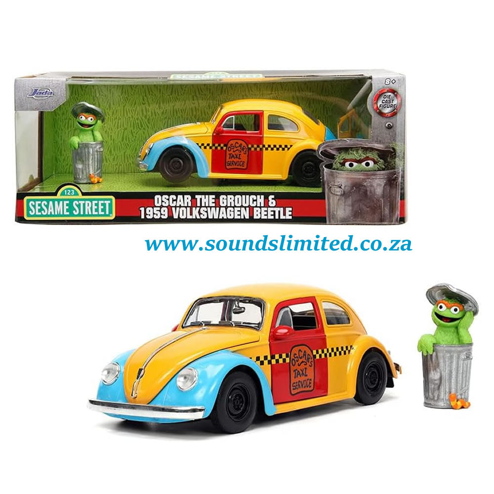Jada Toys 1/24 Sesame Street Oscar Figure & 1959 Volkswagen Beetle #32801