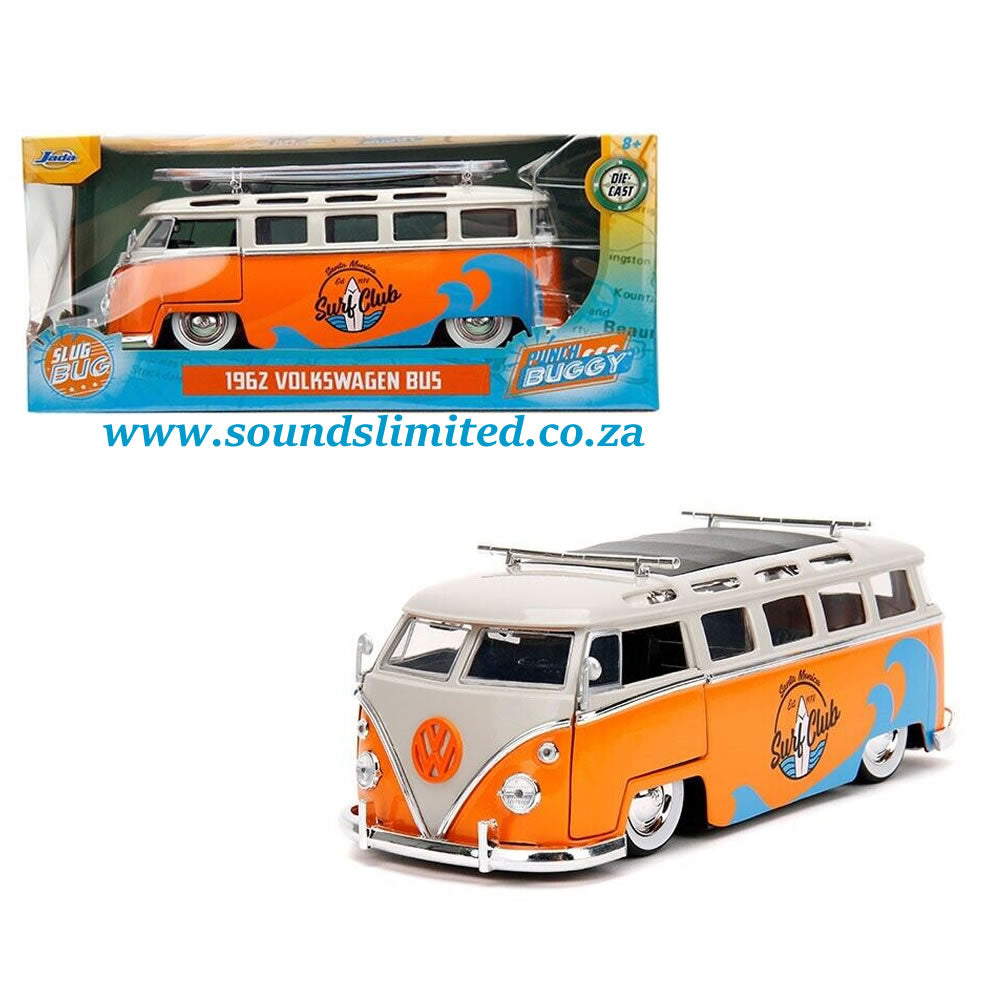 Jada Toys 1/24 1962 Volkswagen Bus White/Orange Surf Club Punch Buggy Series #34231