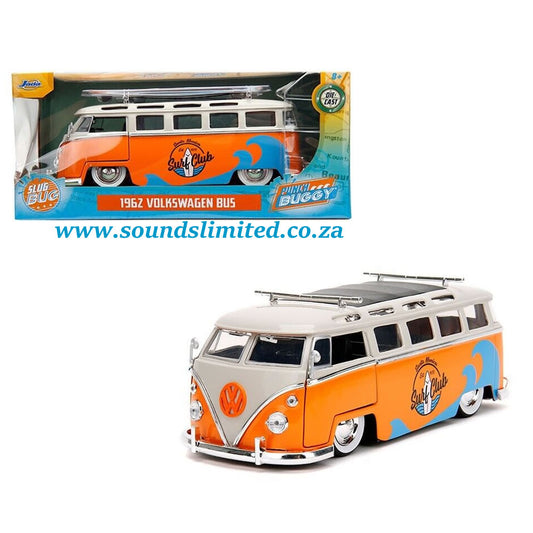 Jada Toys 1/24 1962 Volkswagen Bus White/Orange Surf Club Punch Buggy Series #34231