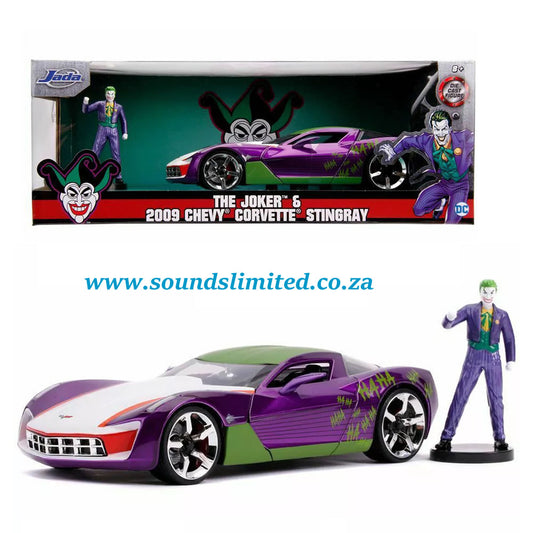 Jada 1/24 2009 Chevrolet Corvette Stingray & The Joker Figuriene – DC Comics – Hollywood 31199