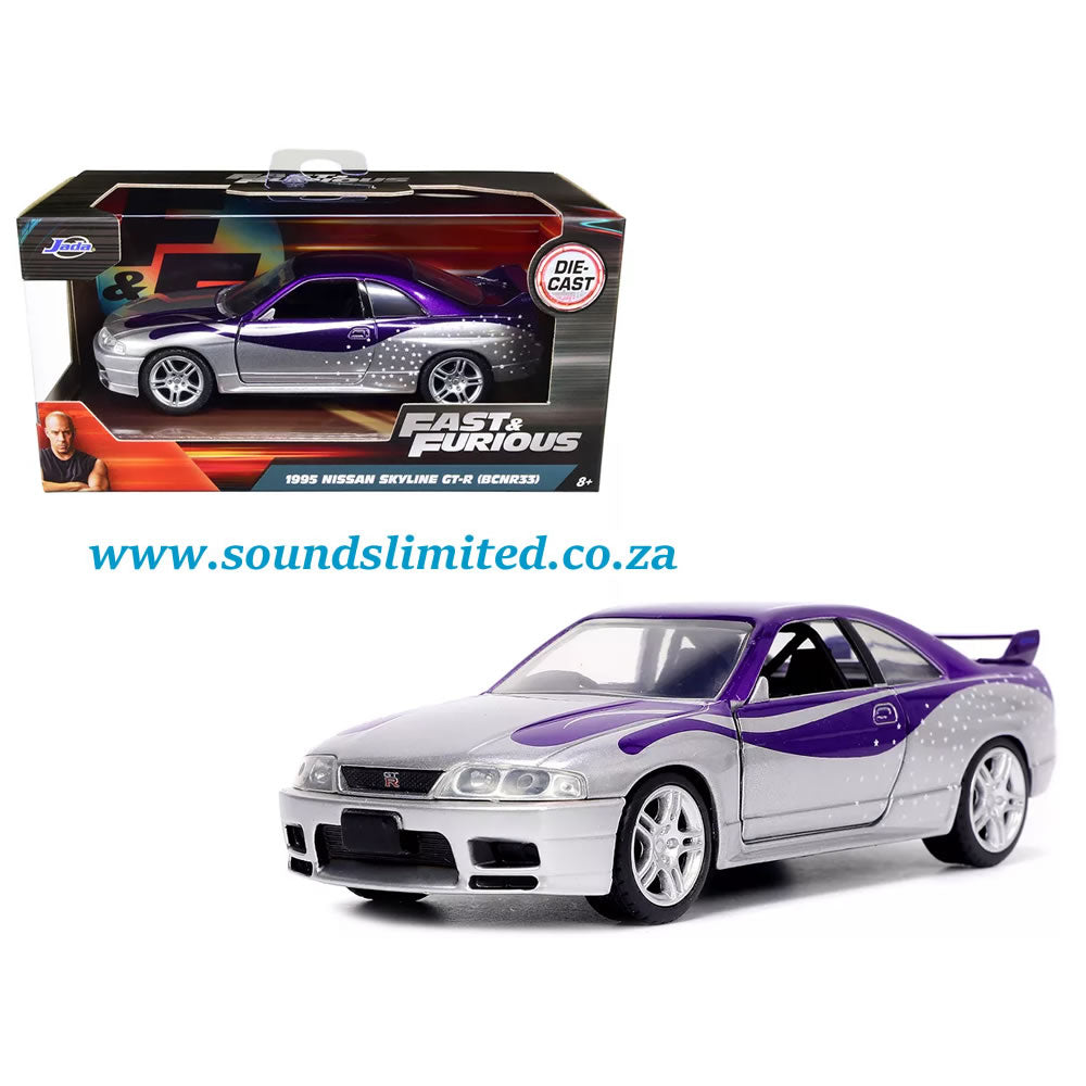 Jada 1/32 "Fast & Furious" 1995 Nissan Skyline GT-R (BCNR33) Purple and Silver Metallic - #32587