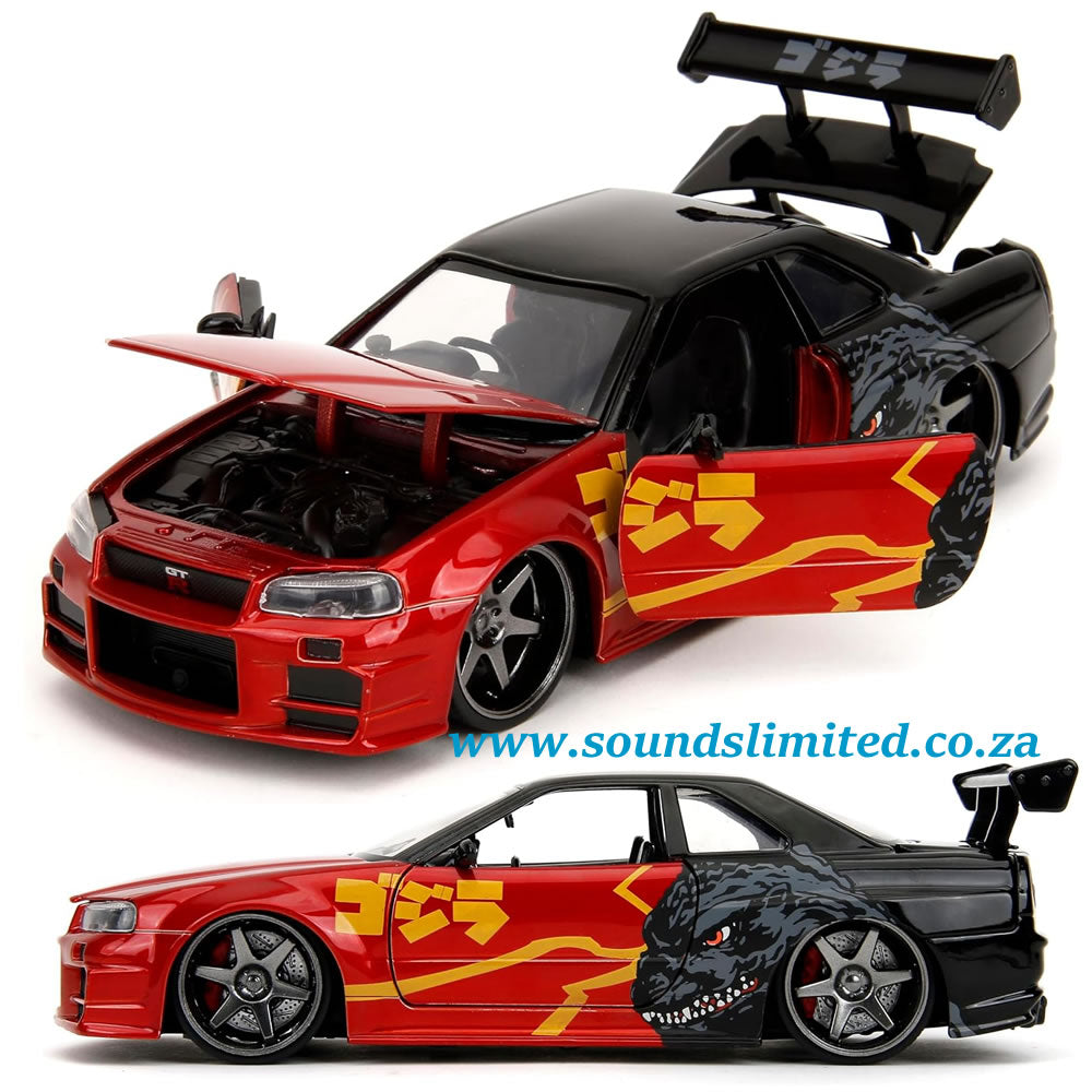 Jada 1/24 2002 Nissan Skyline GT-R (R34) RHD Godzilla - #35133