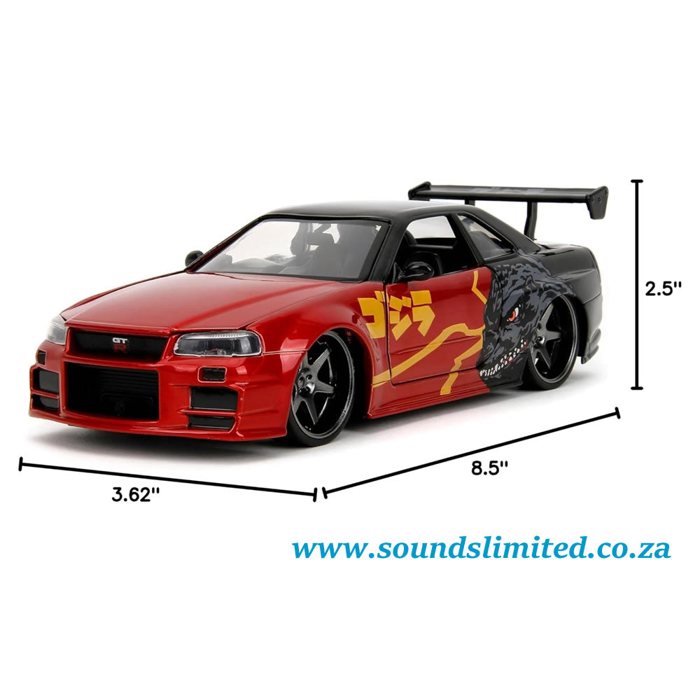 Jada 1/24 2002 Nissan Skyline GT-R (R34) RHD Godzilla - #35133