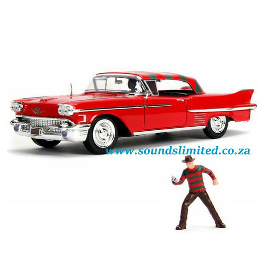 Jada Toys 1/24 Nightmare On ELM Street 1958 Cadillac Series 62 with Freddy Krueger Figure #31102