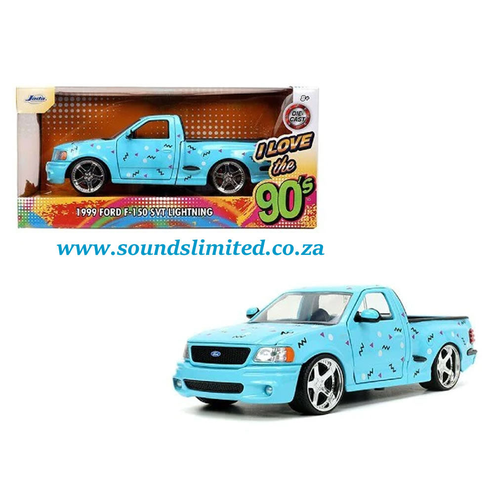 Jada Toys 1/24 1999 Ford F-150 SVT Lightning (Light Blue) - I Love The 90's #31378