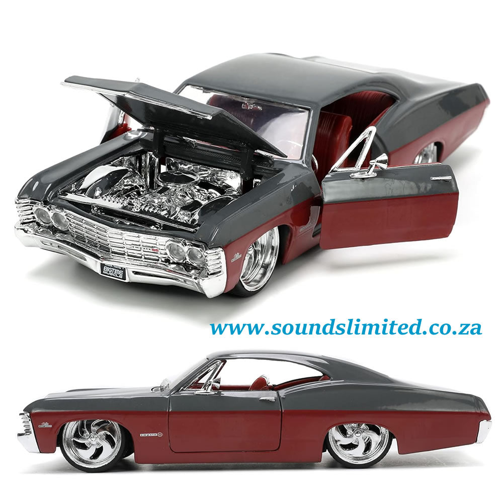 Jada 1/24 1967 Chevy Impala SS Gray and Burgundy Bigtime Muscle Series - #33864