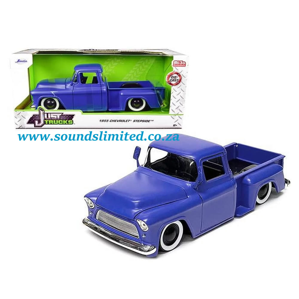 Jada Toys 1/24 1955 Chevrolet Stepside Pickup Truck Matt Blue Just Trucks Series #34295