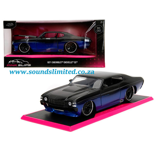 Jada 35062 1971 Chevrolet Chevelle SS 2 Tone Black / Blue Pink Slips Series 1/24