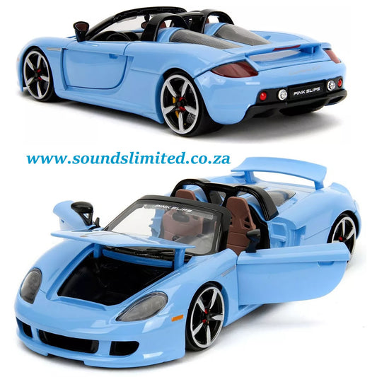 Jada 1/24 Pink Slips 2005 Porsche Carrera GT Diecast Model Car Light Blue - #35066