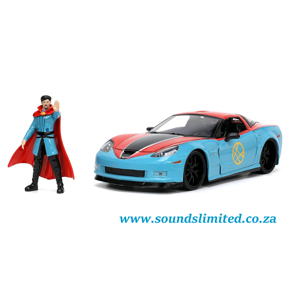 Jada Toys Marvel Doctor Strange 1/24 2006 Chevy Corvette Z06 Die-Cast Car with 2.75'' Dr. Strange Figure 32115