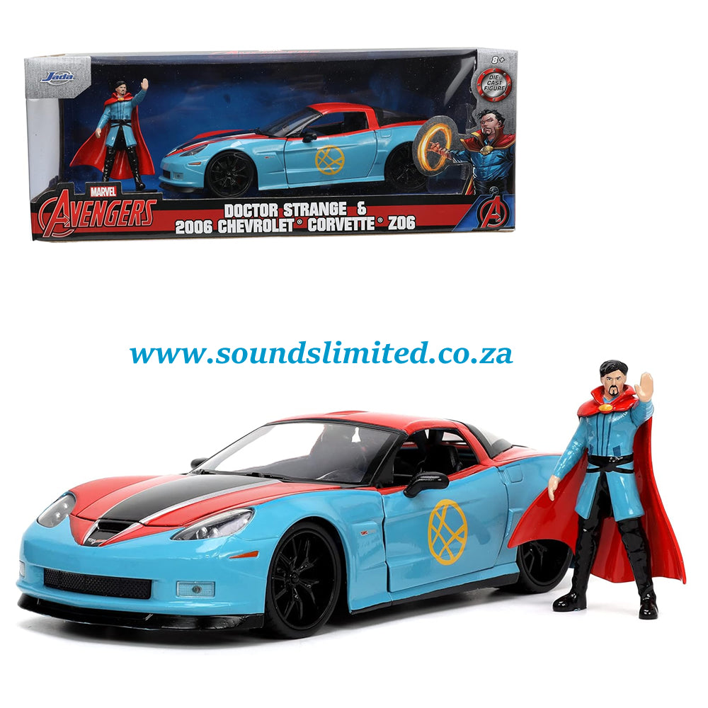 Jada Toys Marvel Doctor Strange 1/24 2006 Chevy Corvette Z06 Die-Cast Car with 2.75'' Dr. Strange Figure 32115