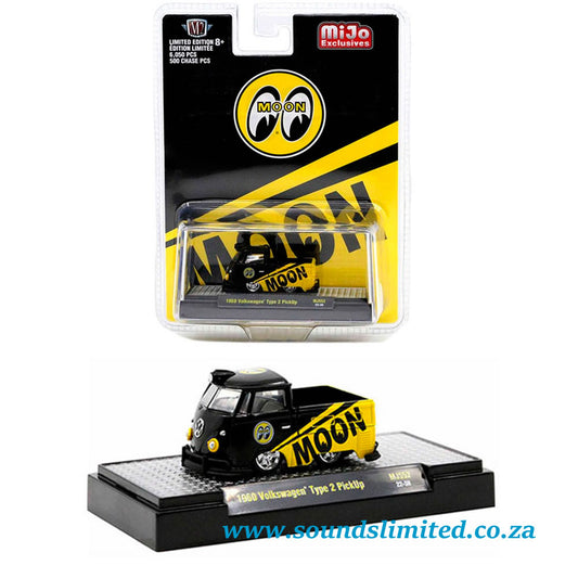 M2 Machines 1/64 Volkswagen Type 2 Pickup Mooneyes Black/Yellow MJS52