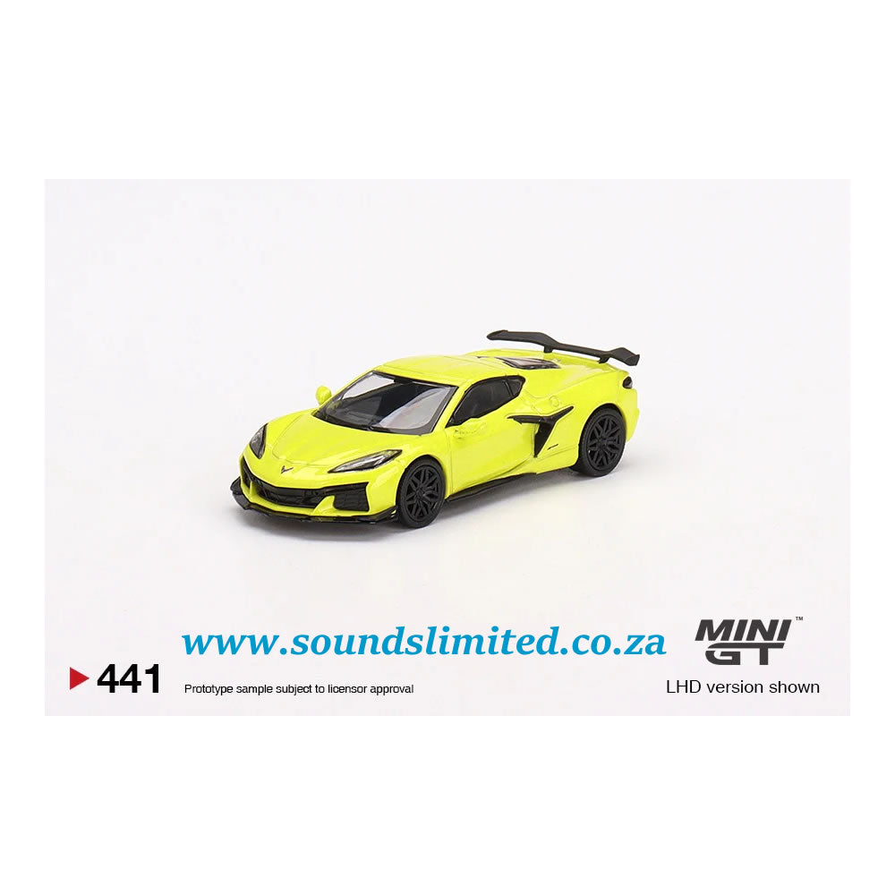 Mini GT 1:64 Chevrolet Corvette Z06 2023 Accelerate Yellow Alloy Car Model #441