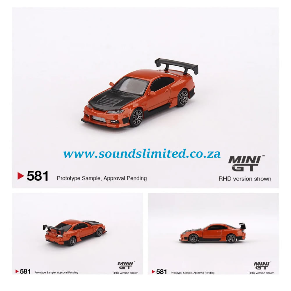 MiniGT #581 1/64 Nissan Silvia S15 D-MAX Metallic Orange RHD