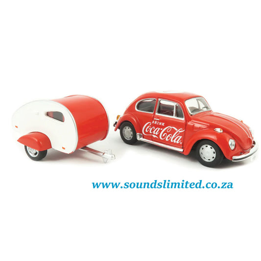 Motor City Classics MCC 1967 VW Beetle with Teardrop Trailer 440032 Scale 1/43 Coca-Cola
