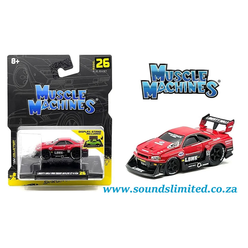 Maisto Muscle Machines 1:64 - Liberty Walk 1999 Nissan GT-R R34- Red #26