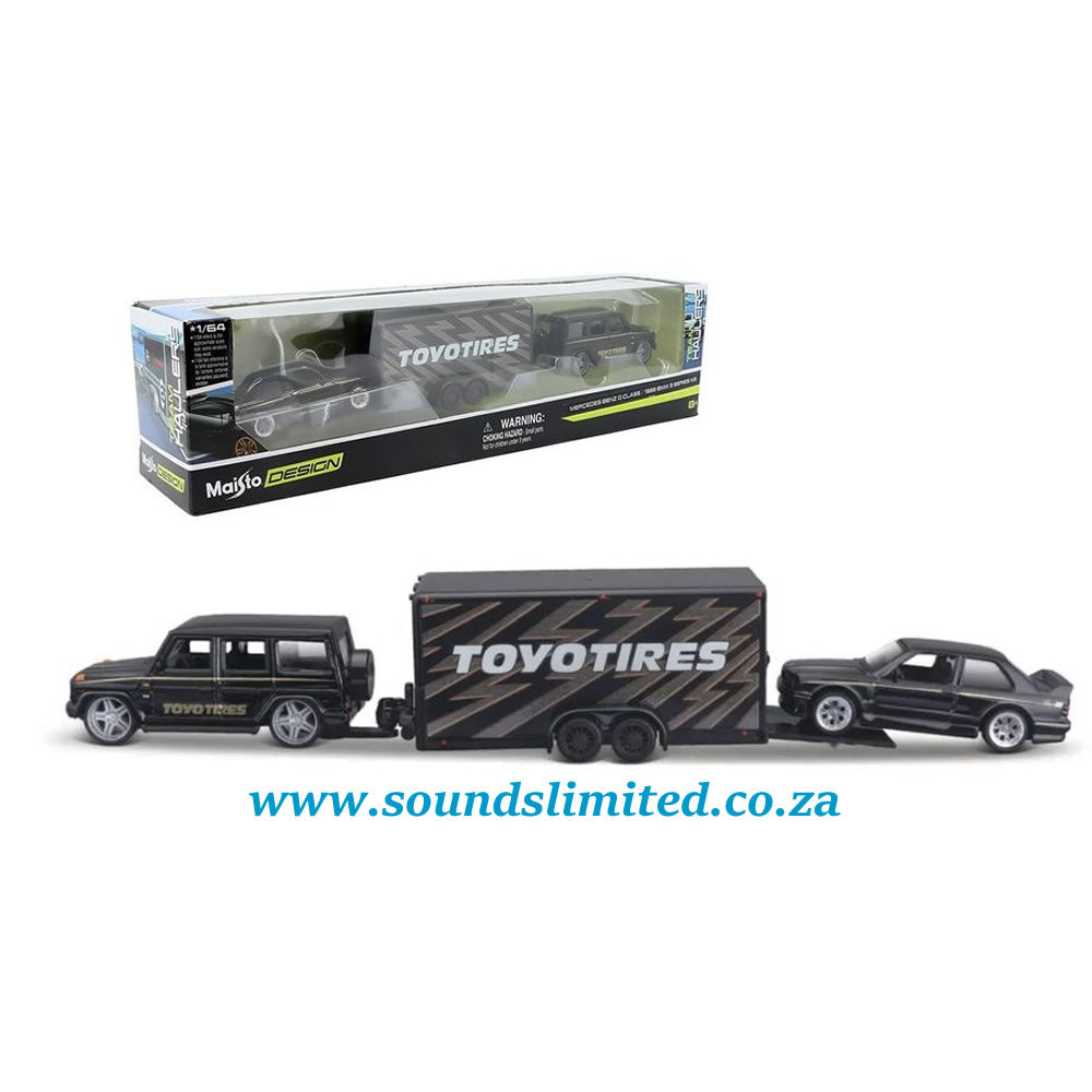 Maisto Mercedes Benz G-Wagon Trailer & BMW M3 E30 Set 1/64 11404 "Toyo Tires"