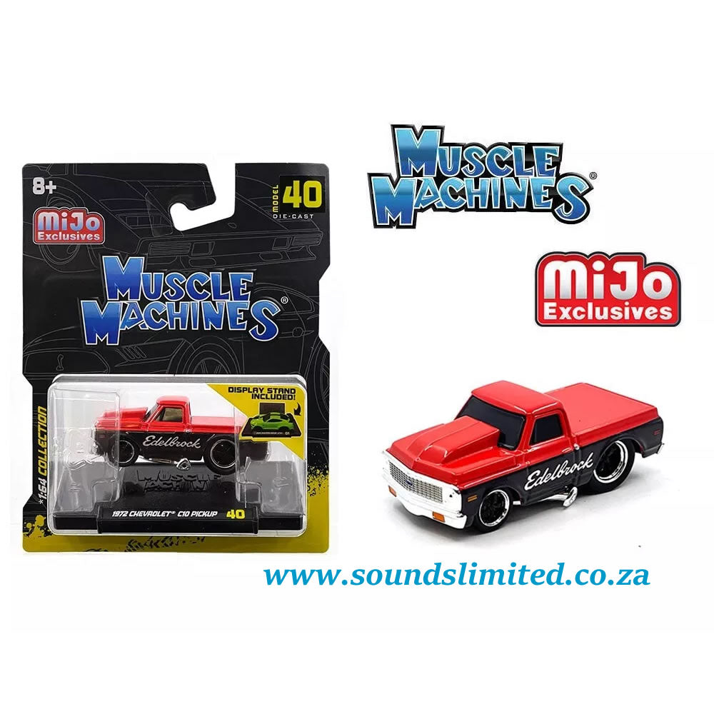 Maisto Muscle Machines 1/64 1972 Chevrolet C-10 Pickup Red Edelbrock #40 (USA EXCLUSIVE)