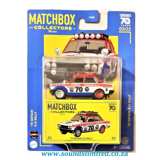 Matchbox Collectors 03 '70 Datsun 510 Rally (BBHLJ58)