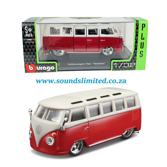 Bburago Volkswagen Van Samba 1:32 red-white 18-43048